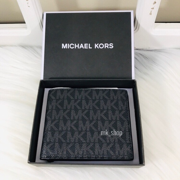 MK Jet Set Men’s Slim Billfold Wallet - Picture 2 of 7